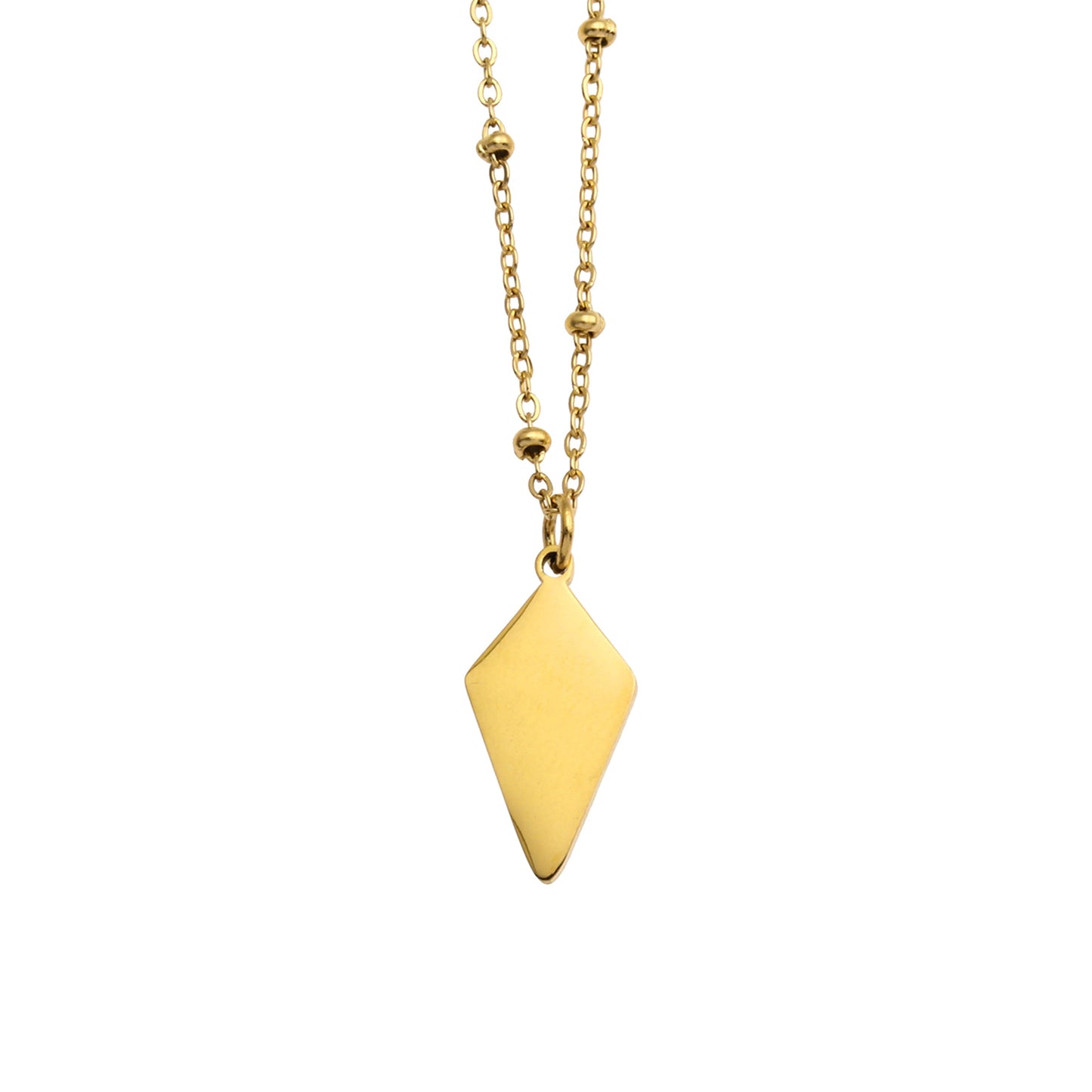 CATORI Minimalist Metal & Shell Diamond Shaped Pendant Necklace