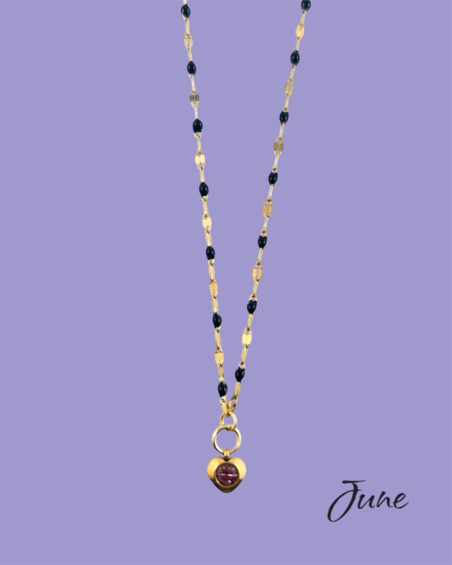 Heart Stone Necklaces in gold - various birthstone colours