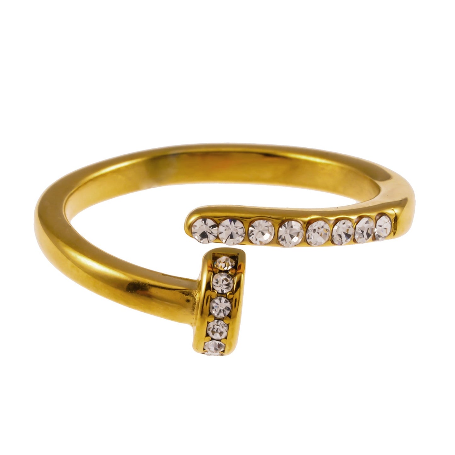 CHARISSE: Industrial-Chic Twisted Nail Ring with Pavé Zirconia Embellishments