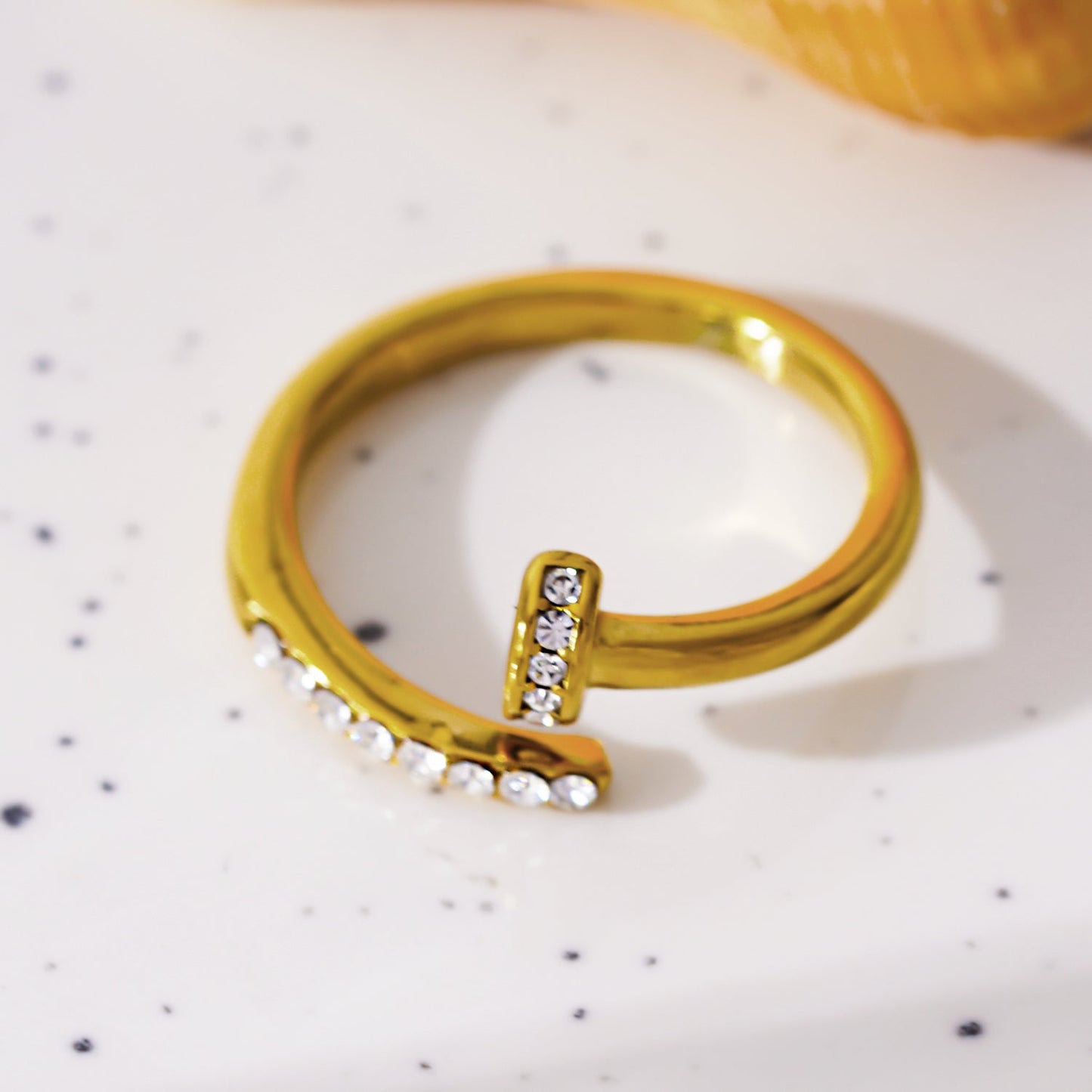 CHARISSE: Industrial-Chic Twisted Nail Ring with Pavé Zirconia Embellishments