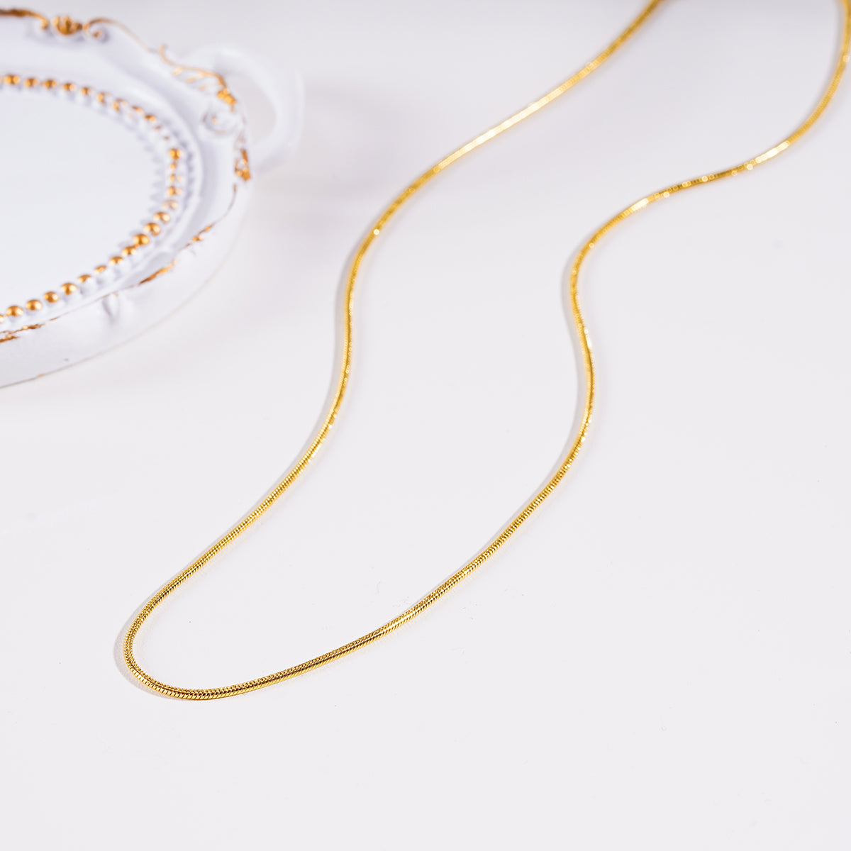 CHASTITY: Dainty Snake Skin Textured Gold Chain Necklace