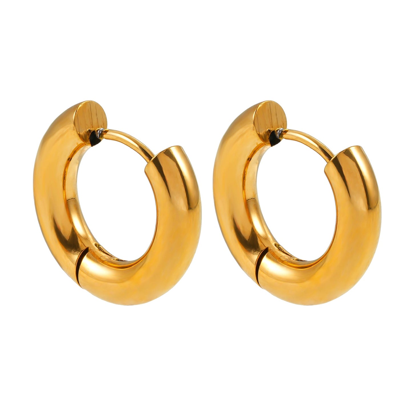 CHOLULA: Mid Width Smooth Surface Tube Hoop Earrings in Gold