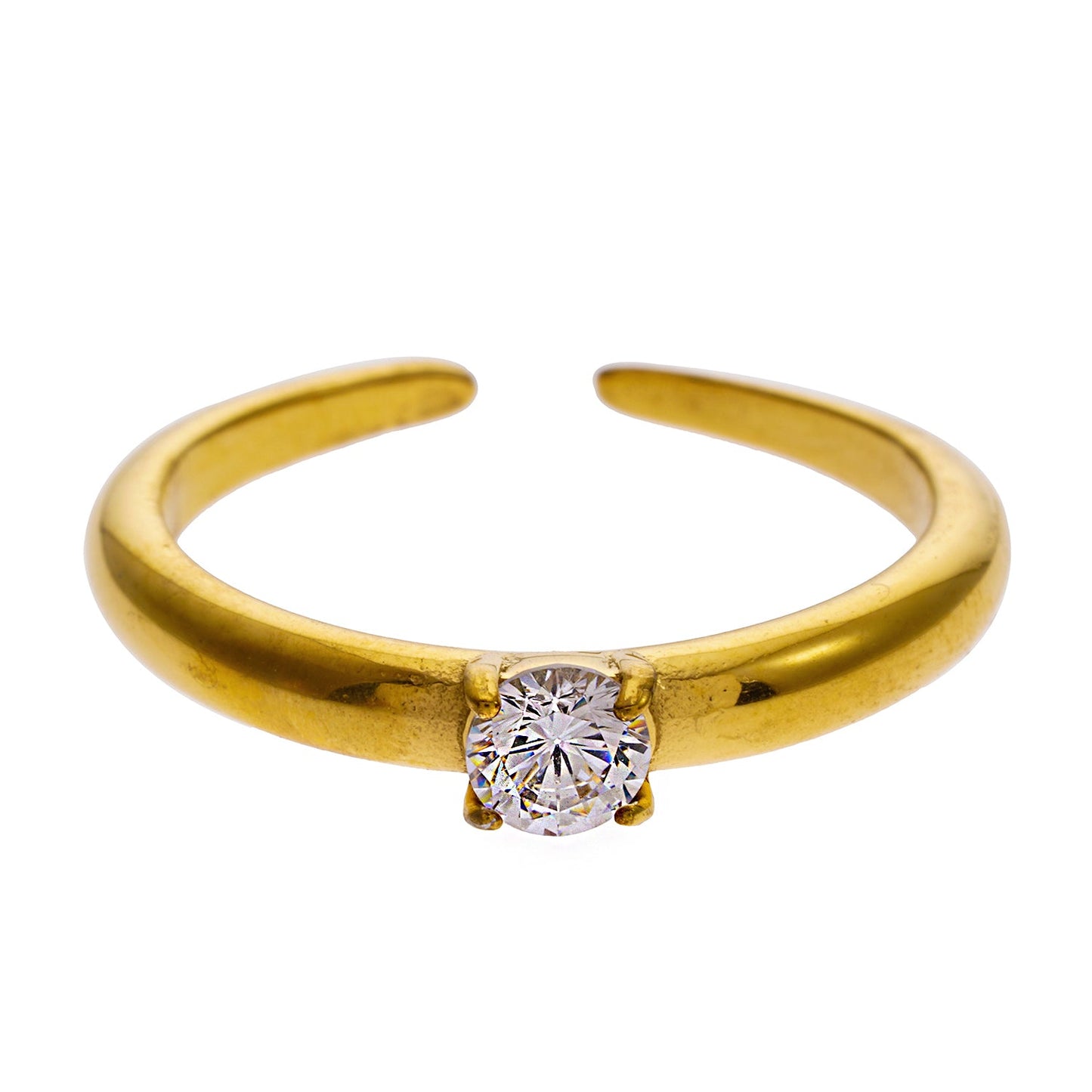 CIELO: Classic Gold Ring with a Round Zirconia Centerpiece