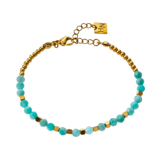 Style CLEMENTINA: Amazonite Stones & Gold Beaded Bracelet