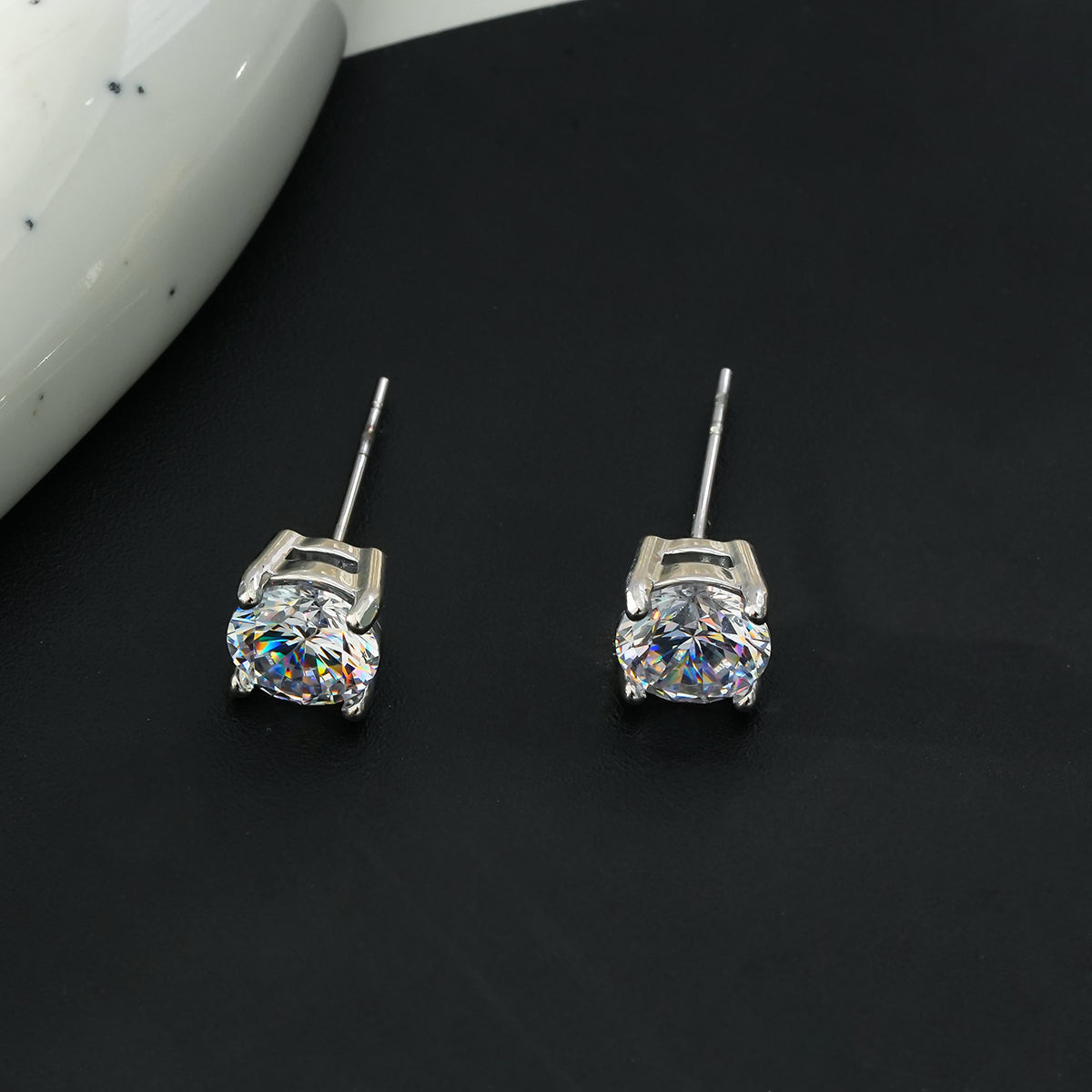 CODI Silver (White Gold): Moissanite (Diamond Alternative) Essential Daily Studs