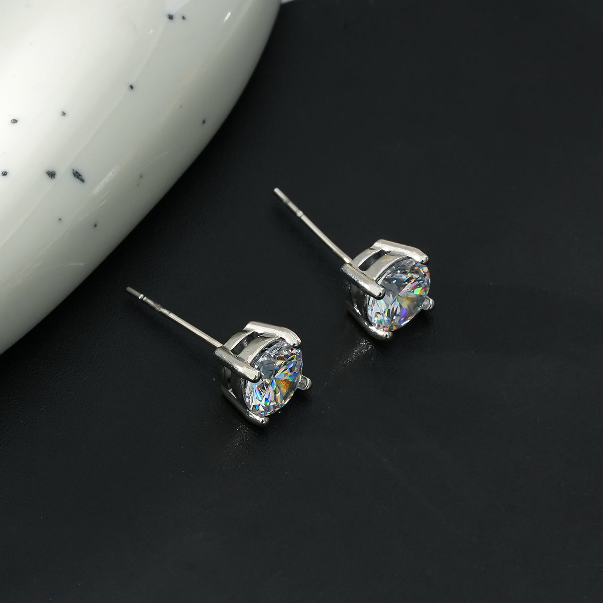 CODI Silver (White Gold): Moissanite (Diamond Alternative) Essential Daily Studs