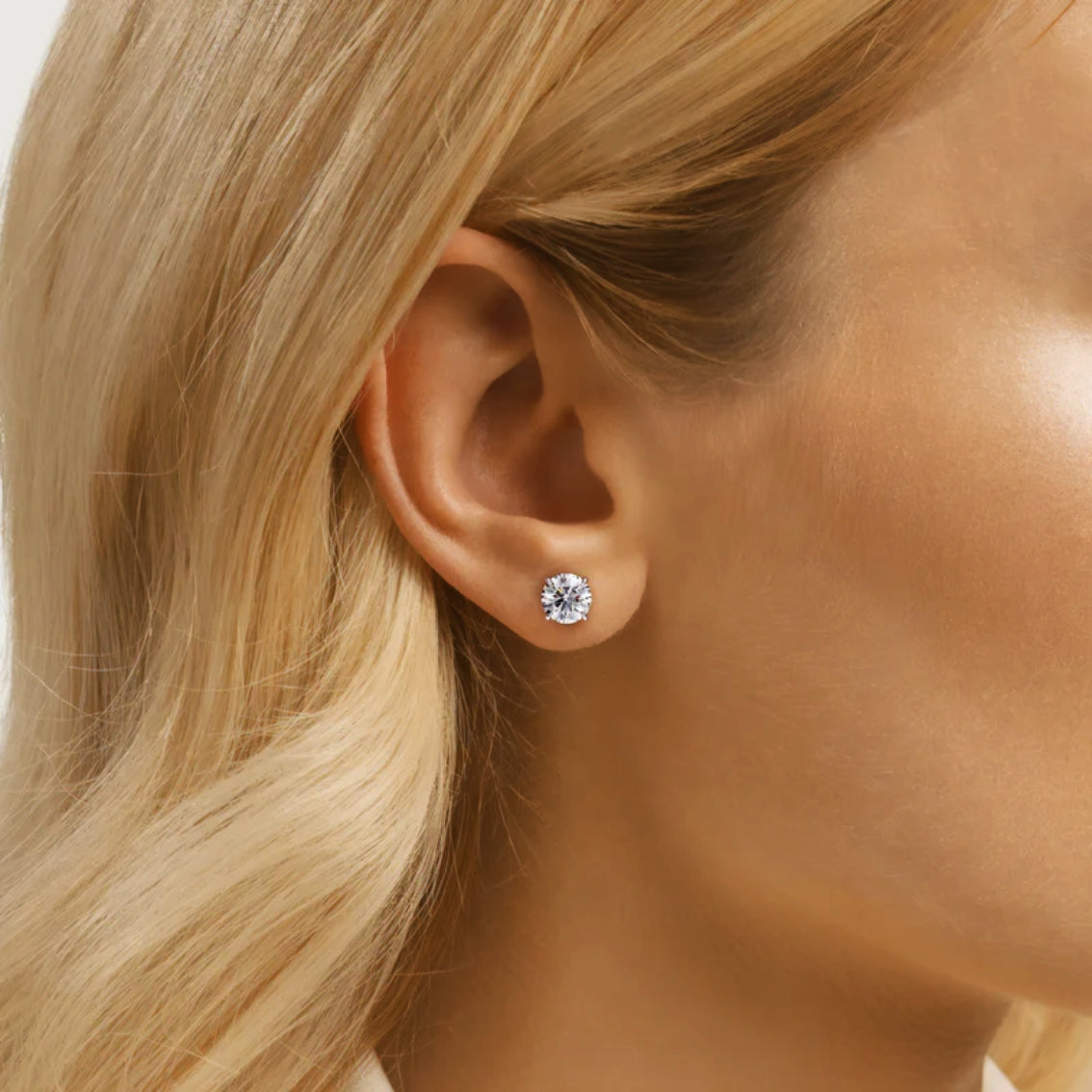 CODI Silver (White Gold): Moissanite (Diamond Alternative) Essential Daily Studs