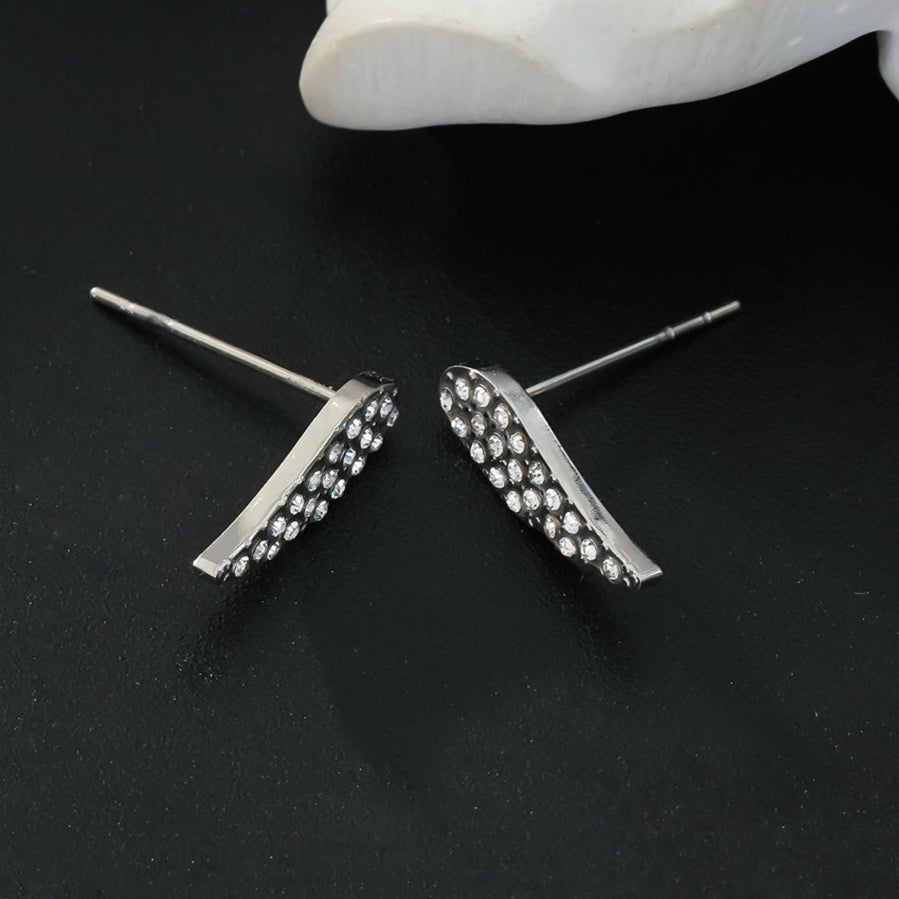 COMPTON White Gold (Silver Toned): Dazzling Pavé Zirconia Wing Shaped Stud Earrings – Elegant Sparkle for Every Occasion