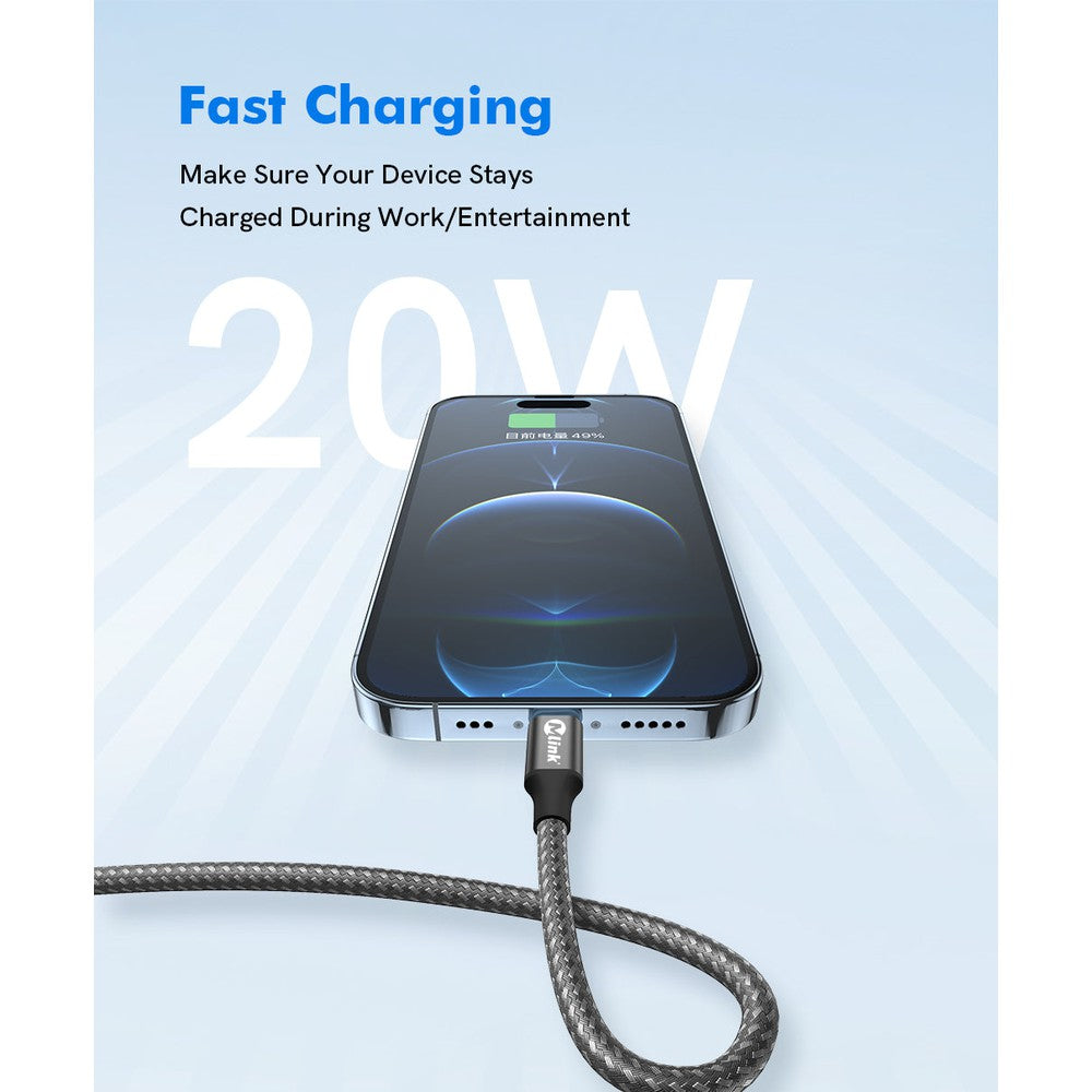 Câble Lightning à USB PD20W 5V/2.4A en nylon tressé à charge rapide