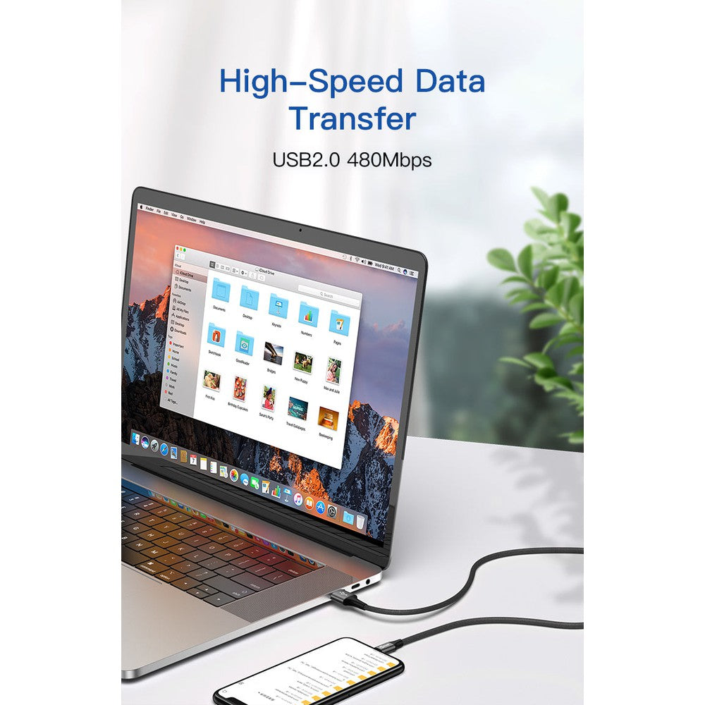 Câble USB à USB-C PD20W 5V/2.4A en nylon tressé à charge rapide