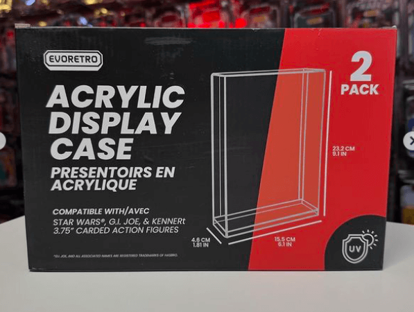 EVORETRO Acrylic Display Case for Star Wars & GI-Joe Carded 3.75" Action Figure Pack of 2