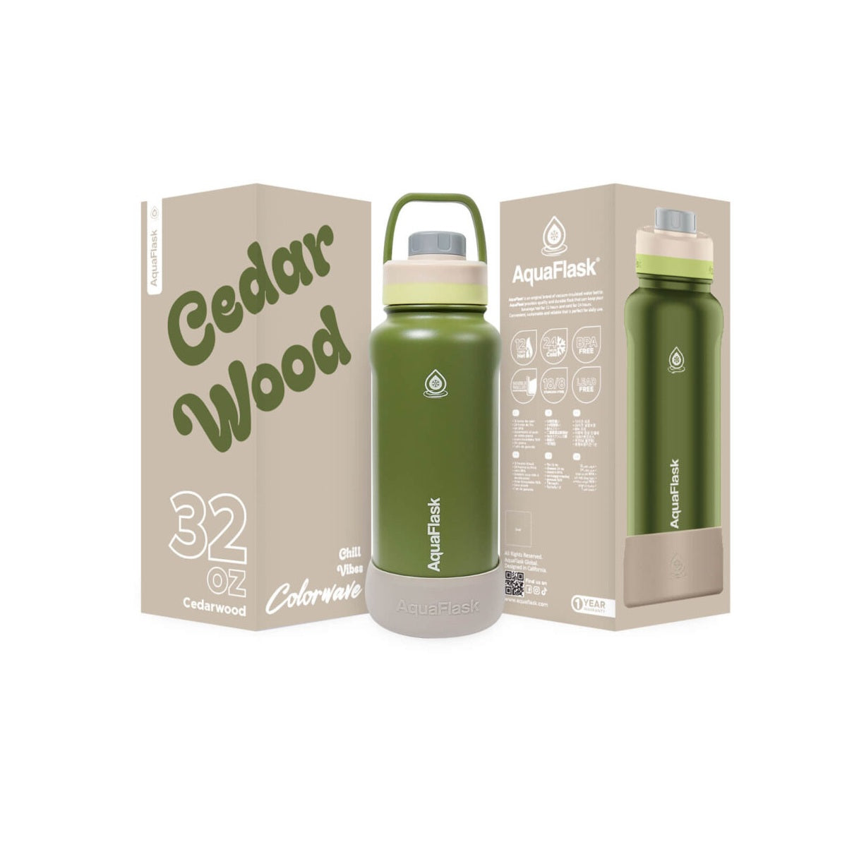 Aqua Flask Colorwave 32oz – Stainless Steel, Vacuum Insulated, Hot & Cold, Leak Proof, Travel & Office Bottle