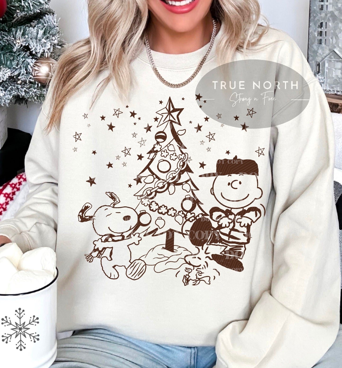 Christmas Peanuts Jumbo Print Sweatshirt or T-Shirt - Festive Holiday Apparel .