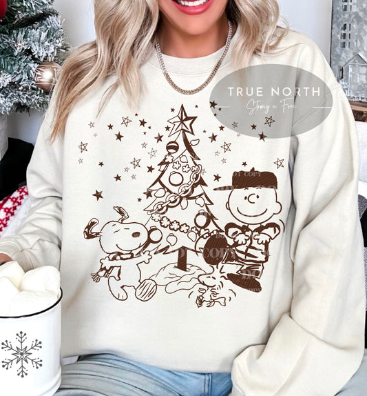 Christmas Peanuts Jumbo Print Sweatshirt or T-Shirt - Festive Holiday Apparel .