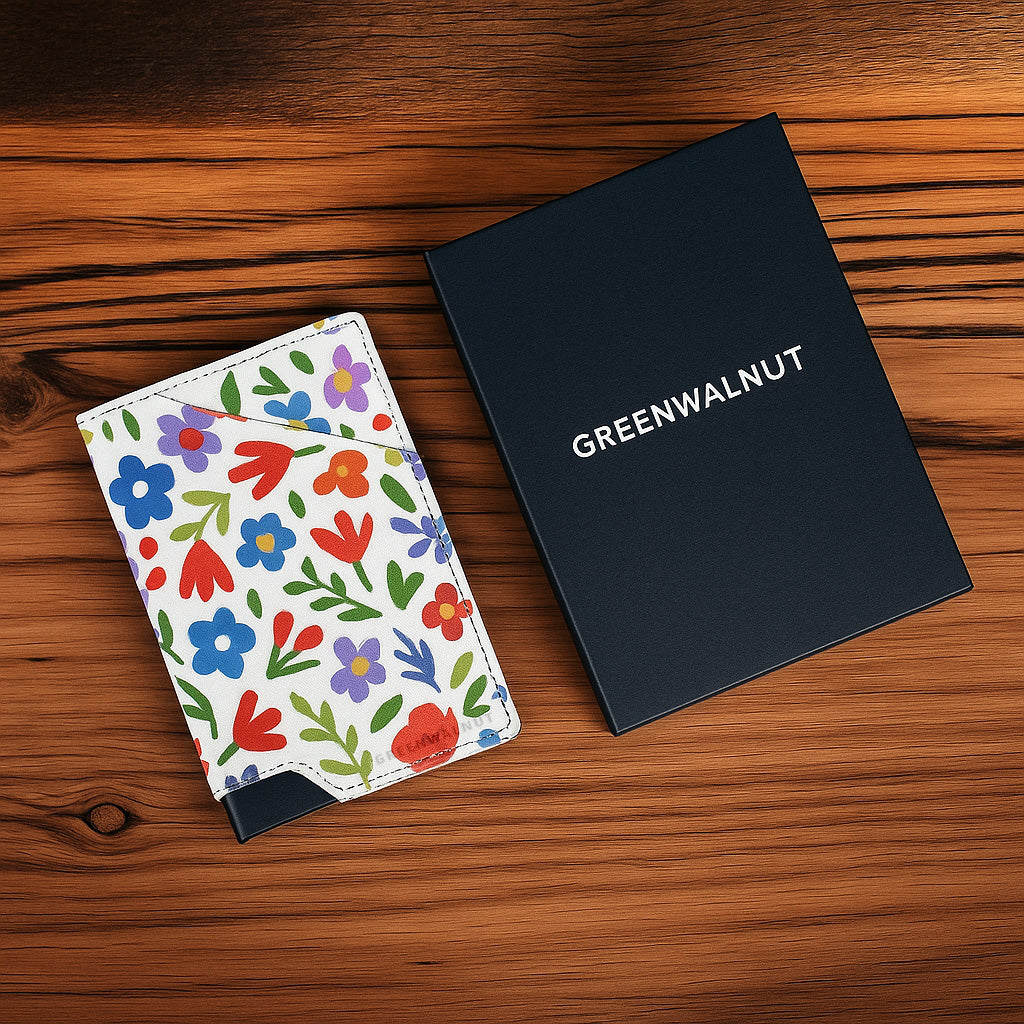 Slim Pop-Up Wallet | Floral Aluminium Wallet Card Holder | Rfid Blocking Minimalist Pop up Credit Card Holders