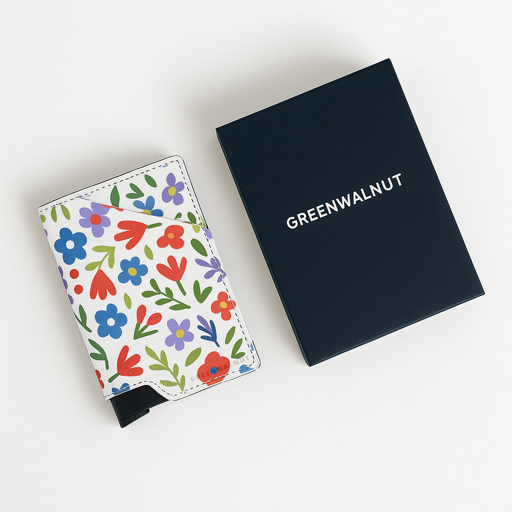 Slim Pop-Up Wallet | Floral Aluminium Wallet Card Holder | Rfid Blocking Minimalist Pop up Credit Card Holders