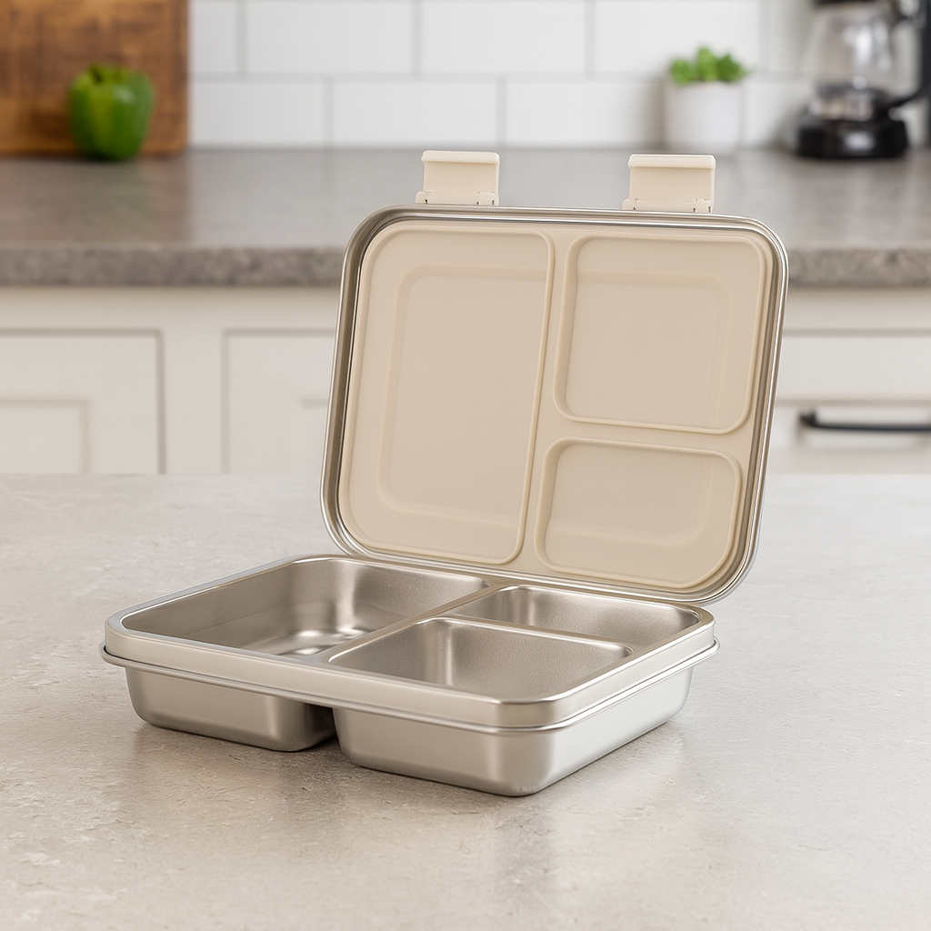 Stainless Steel Leak Proof Lunch Box with Compartments – Bento Style for Kids & Adults