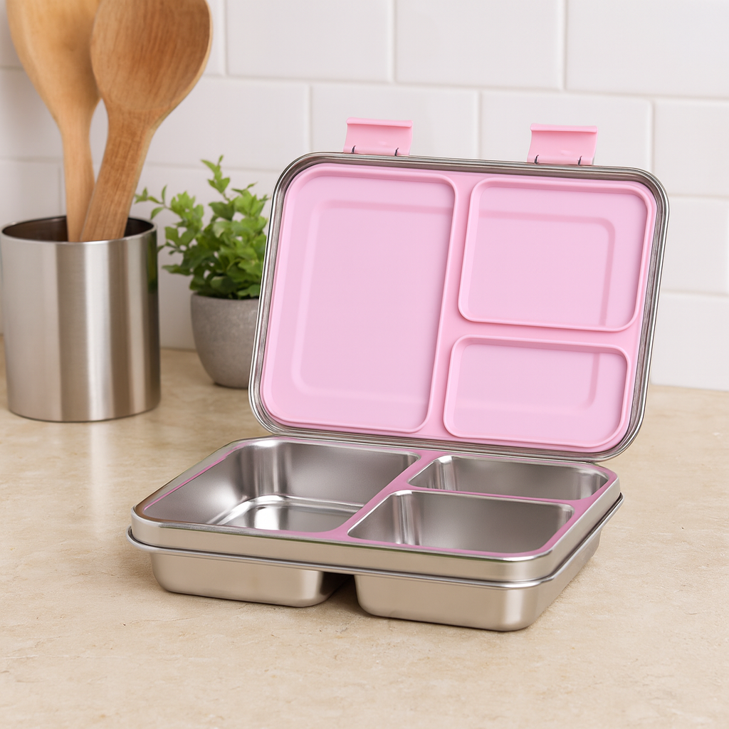 Stainless Steel Leak Proof Lunch Box with Compartments – Bento Style for Kids & Adults