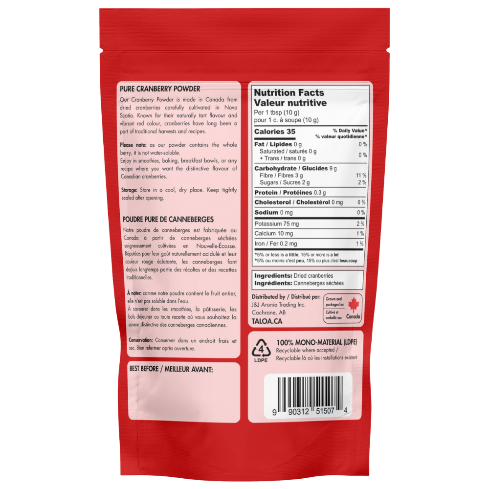 Cranberry Powder 150 g - Made in Canada