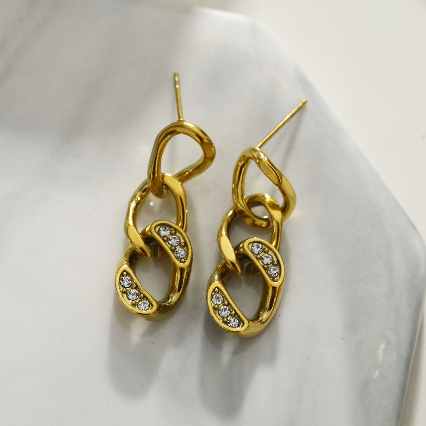 CUBA Cuban-Link Chain Zirconia Drop Earrings