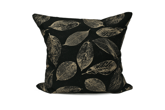 Black Leaf Cushion Cover