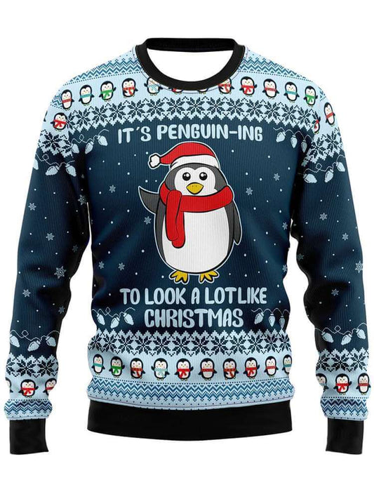 Cute Penguin Sweater with Pom Pom