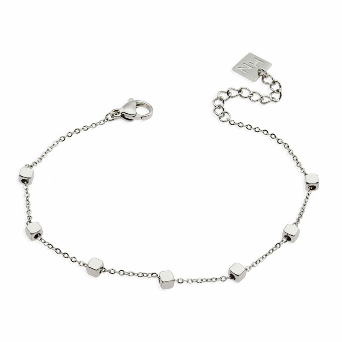 DARBY: Square Bead Silver Bracelet