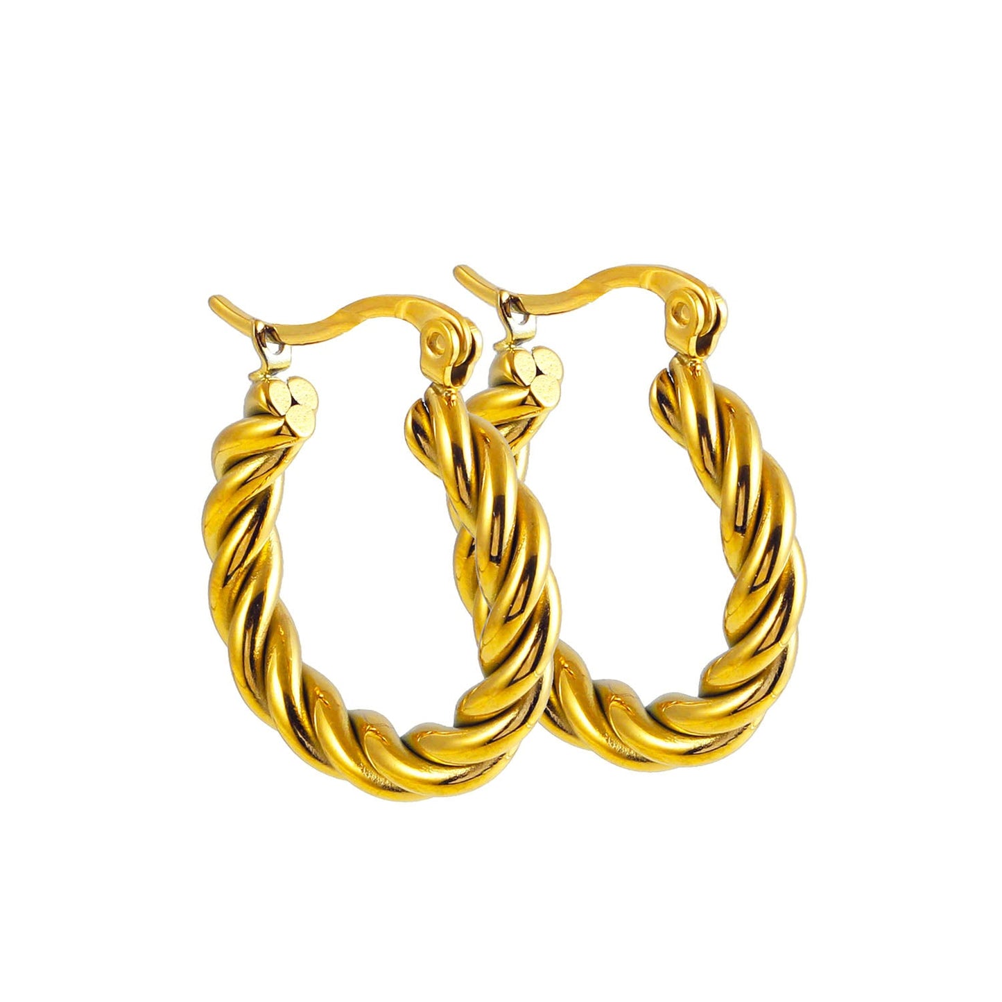 DAVANIA Texture Swirl Hoop Gold Earrings