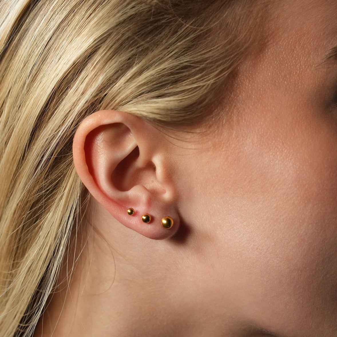 DESTINY 3-Pair Rounded Bead Classic Stud Set