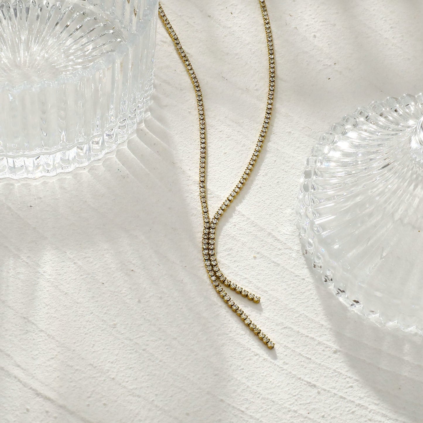 DIANA Pavé Zirconia String Chain Necklace with a Lariat Detail