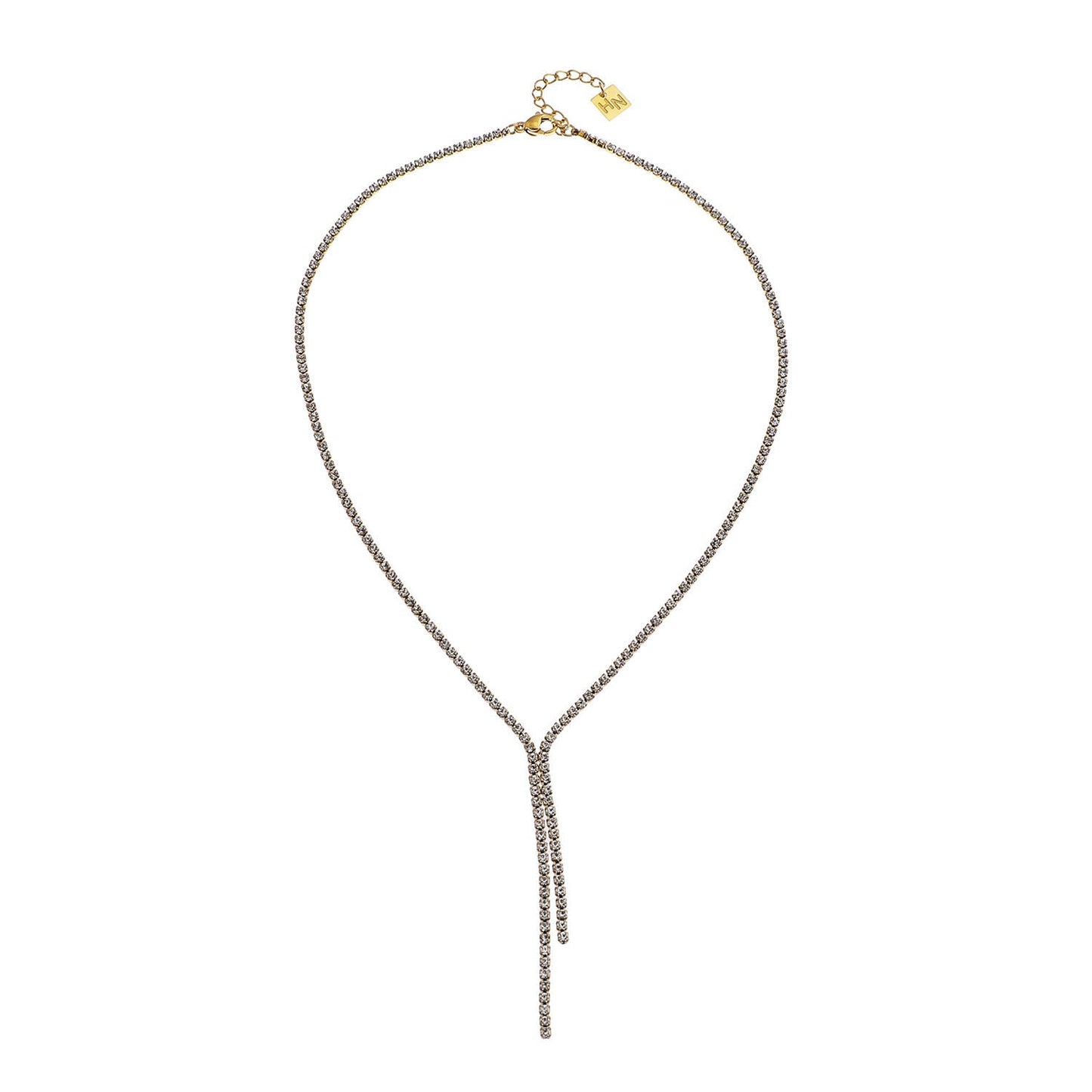 DIANA Pavé Zirconia String Chain Necklace with a Lariat Detail