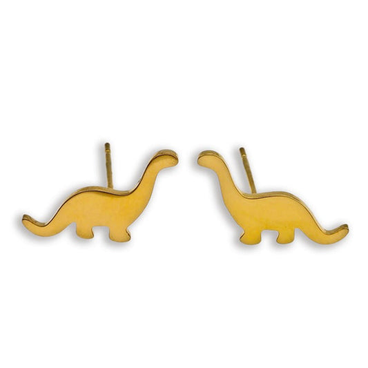 DINO: Dinosaur Stud Earrings in Gold