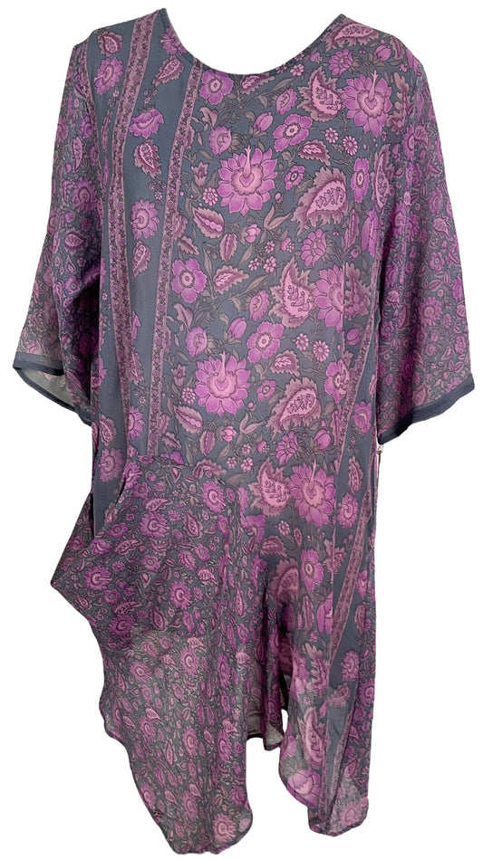 PRG6037 Sheer Avatar Pure Silk Self Pocket Tunic Dress