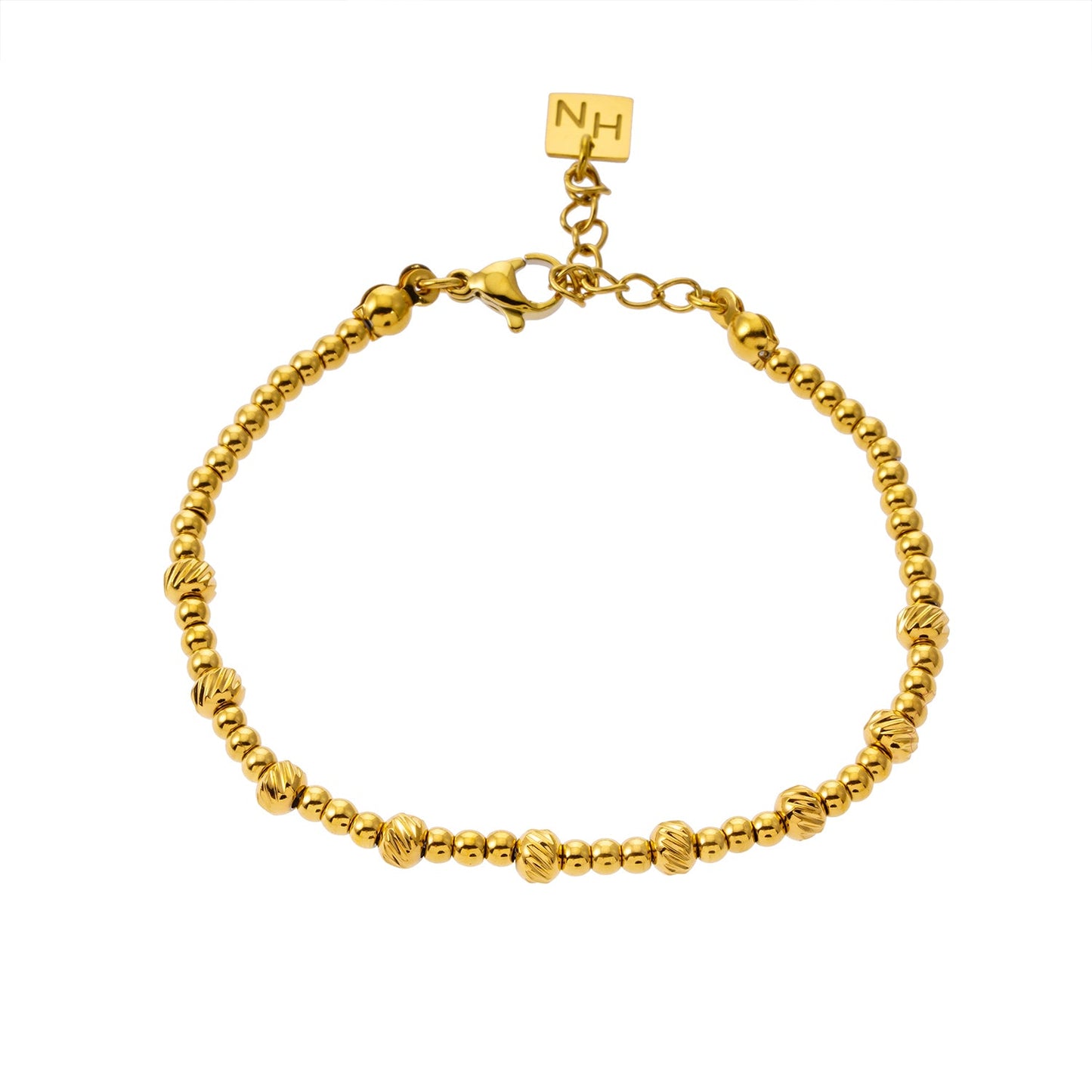 Style ANNABETH: Twin-Bead Fusion Gold Chain Bracelet