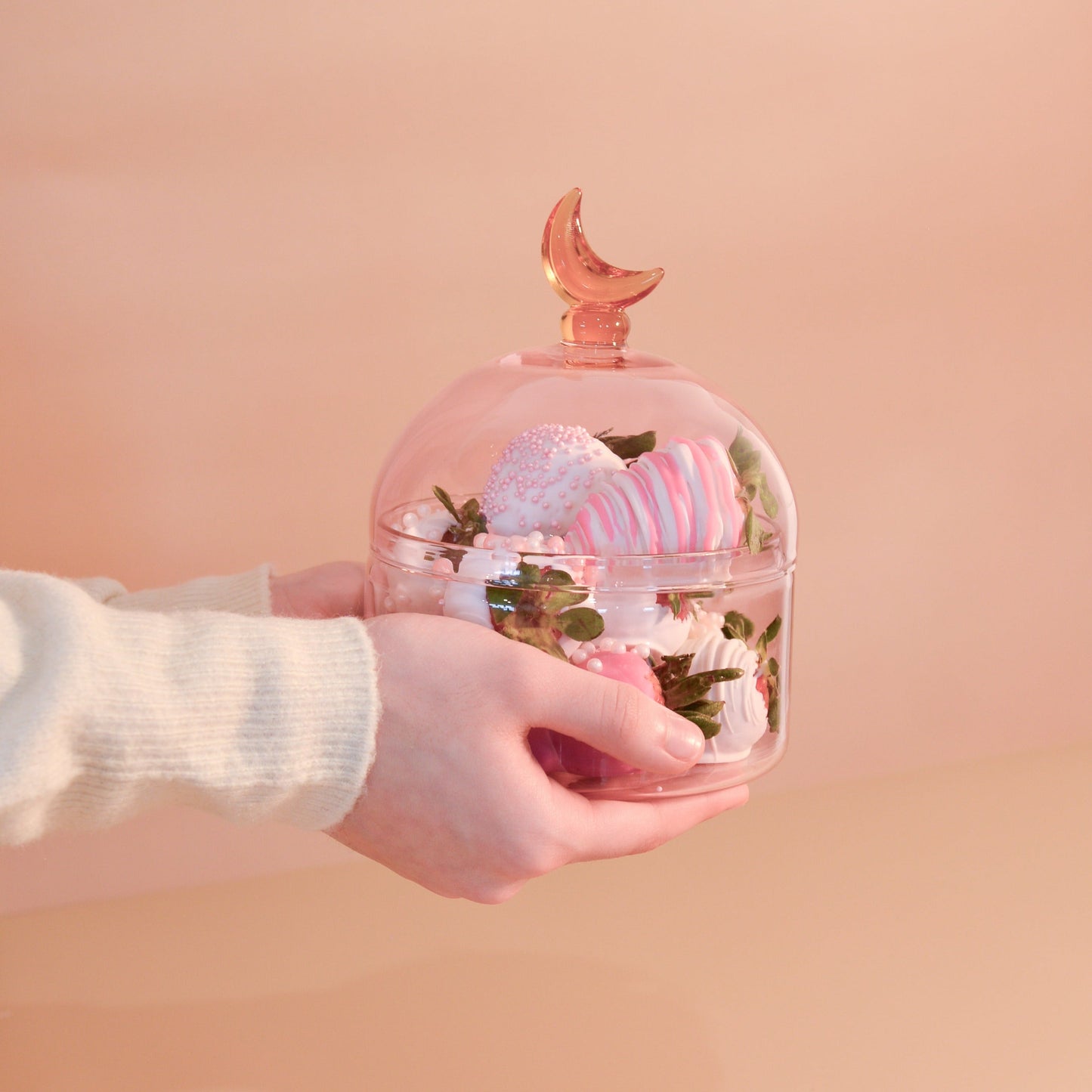 Glass Moon Dome Jar - Cotton Candy