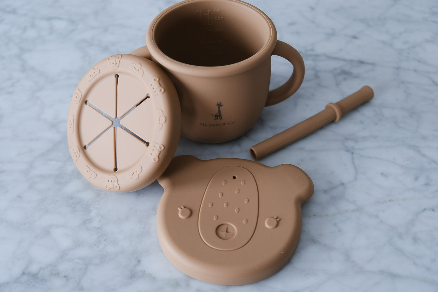 Tasse d'apprentissage 2 en 1 pour collation et liquide