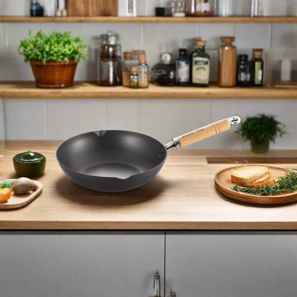 Yoshikawa Cook-Pal Ren Japanese Deep Fry Pan 28cm Carbon Steel | Made in Japan