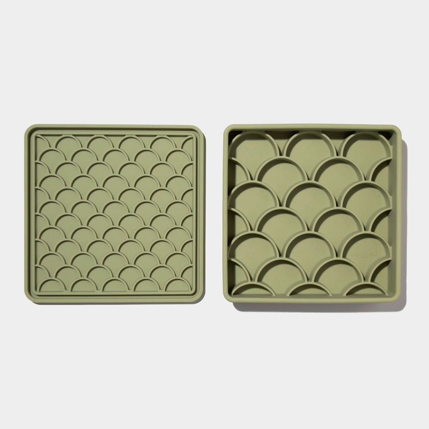 3-in-1 fish scale slow feeder bowl - olive
