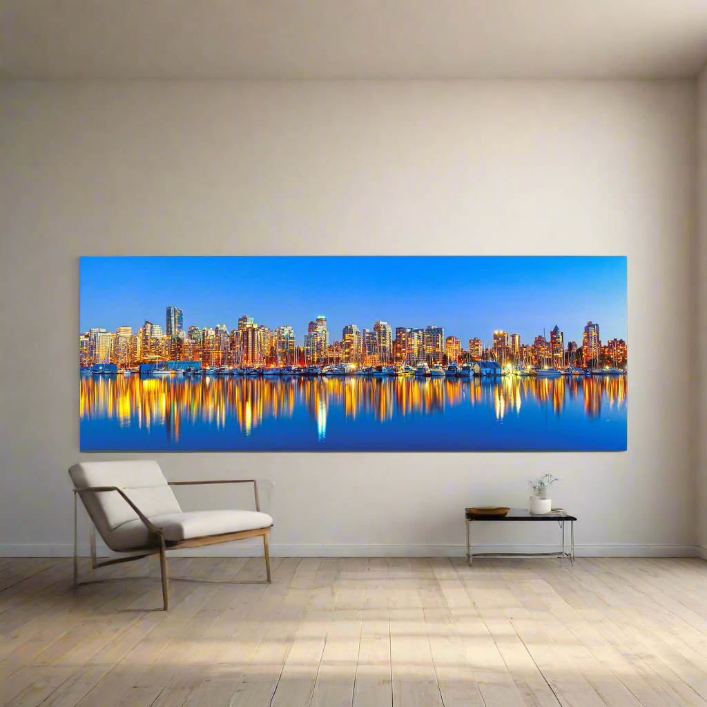 Downtown Vancouver at sunset- Skyline Wall Art