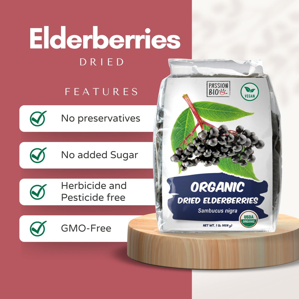 Organic Elderberries Dried 1 lb (454 g)