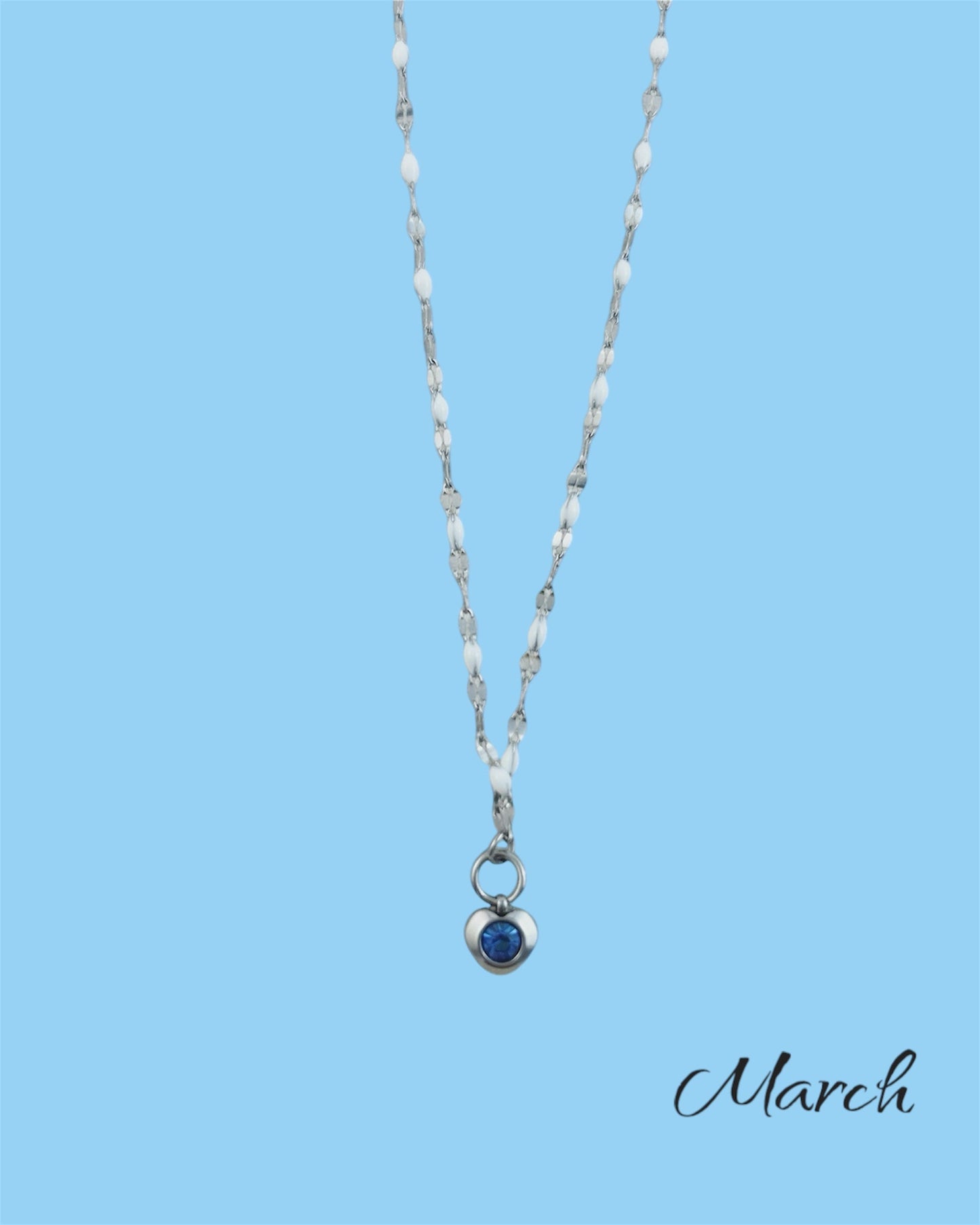 Heart Stone Necklaces in silver - various birthstone colours