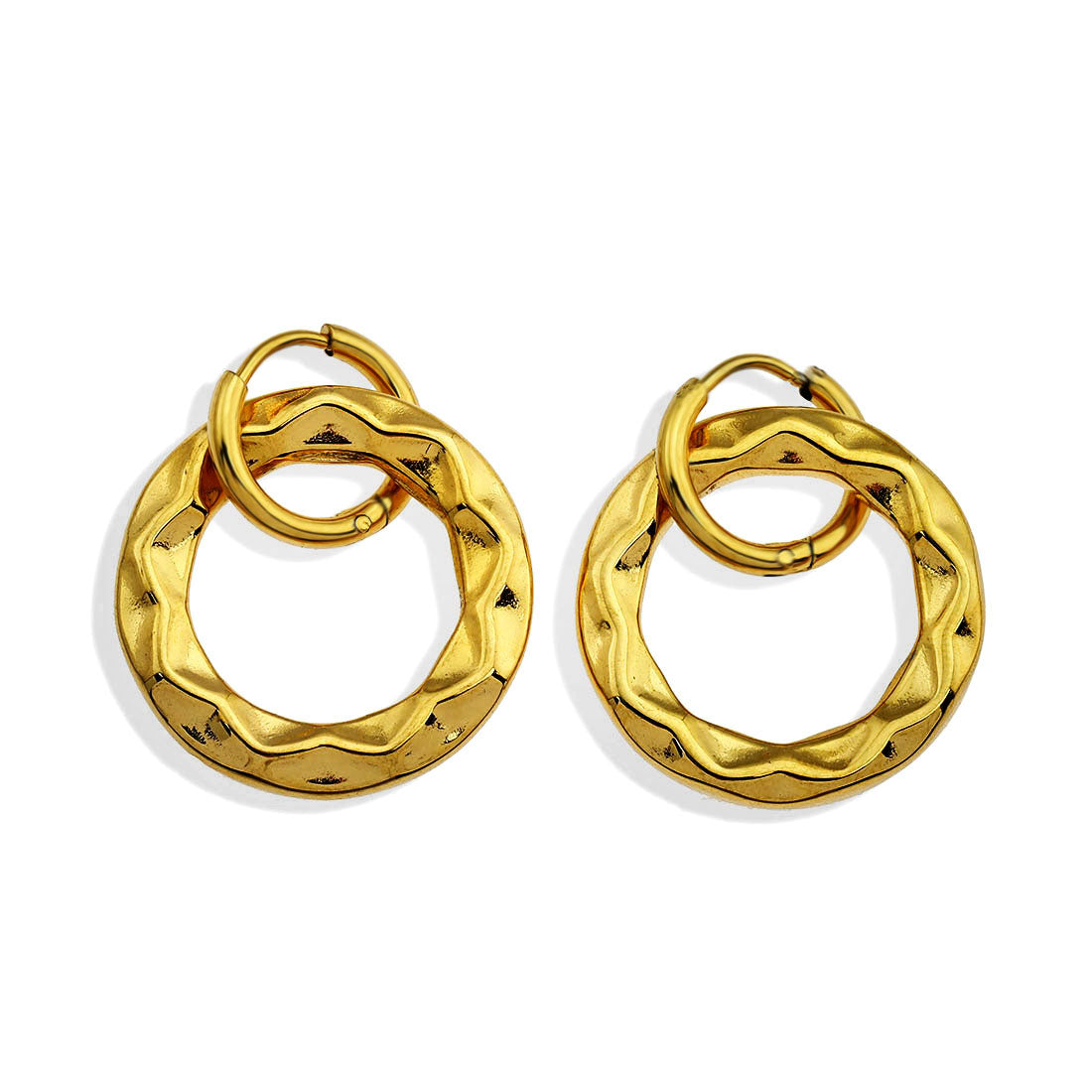 ELENA: Sculpted Texture Gold Hoop Earrings