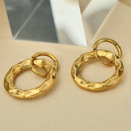ELENA: Sculpted Texture Gold Hoop Earrings