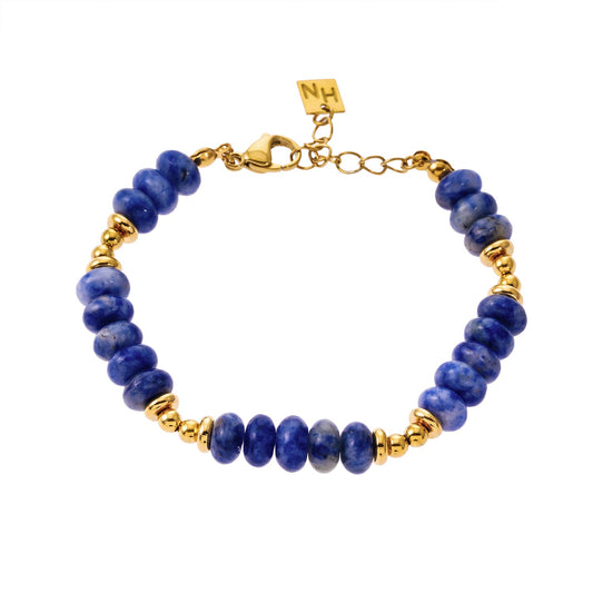ELINA: Sodalite Stone & Gold Beaded Modern Boho Bracelet