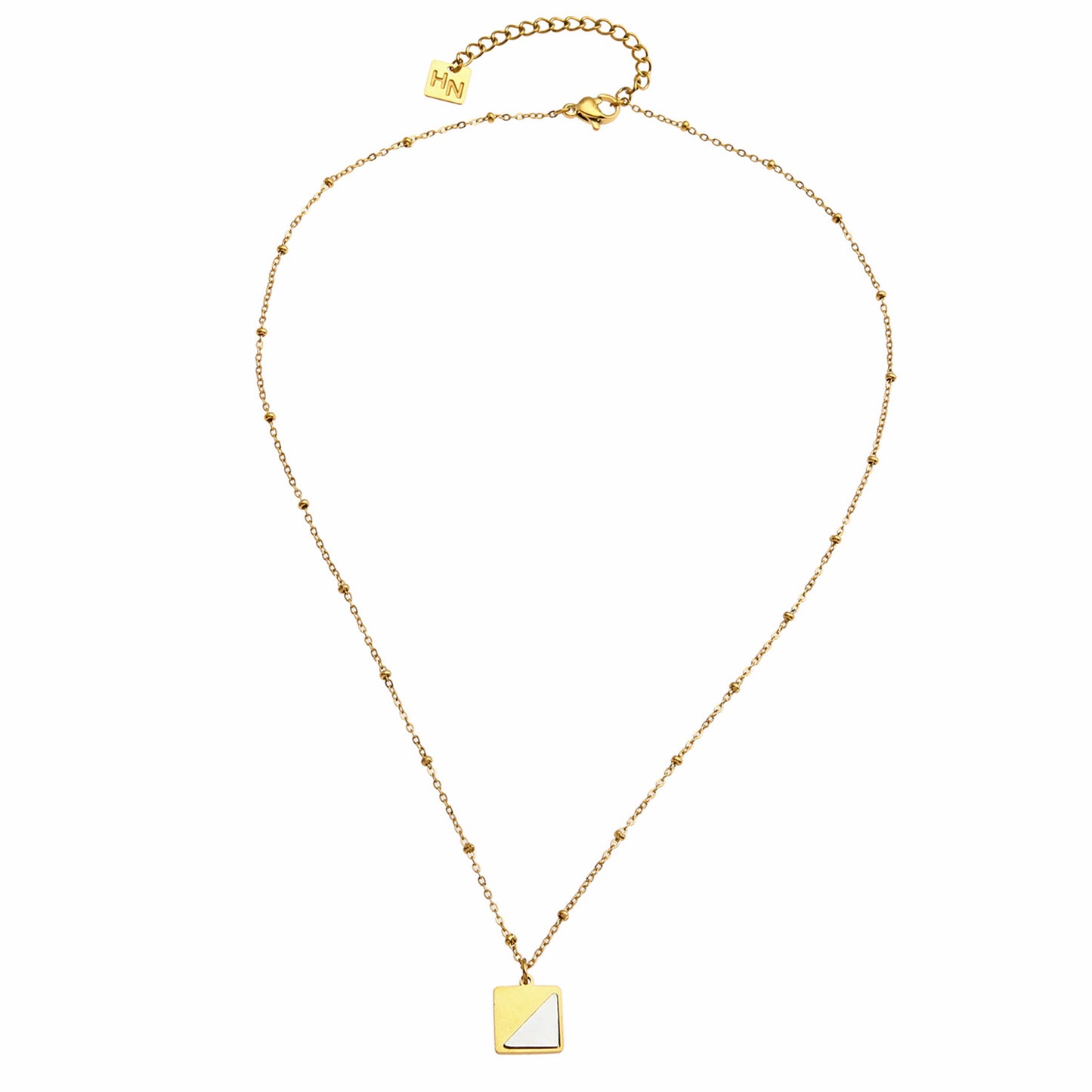 ELU Minimalist Metal & Shell Square Pendant Necklace