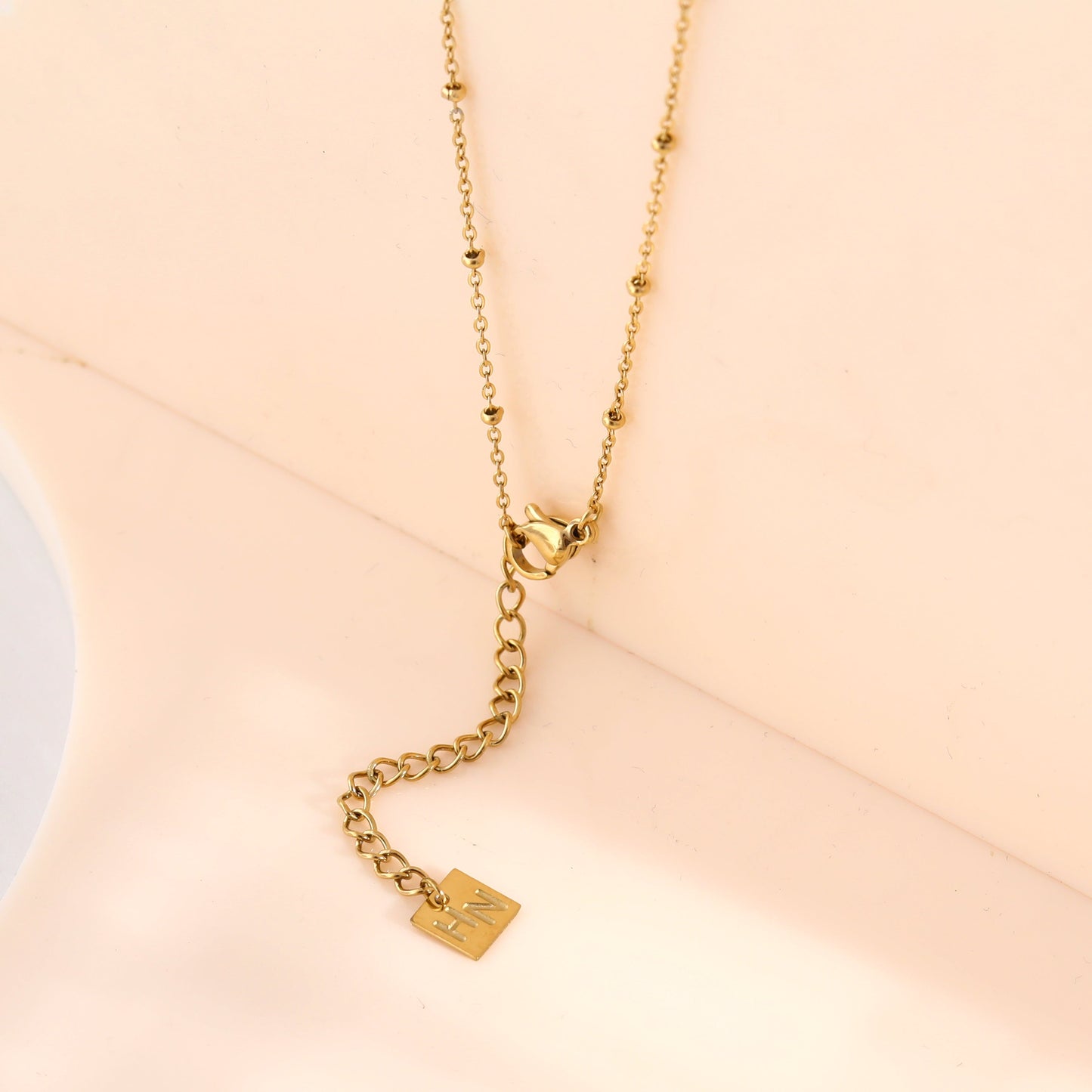 ELU Minimalist Metal & Shell Square Pendant Necklace