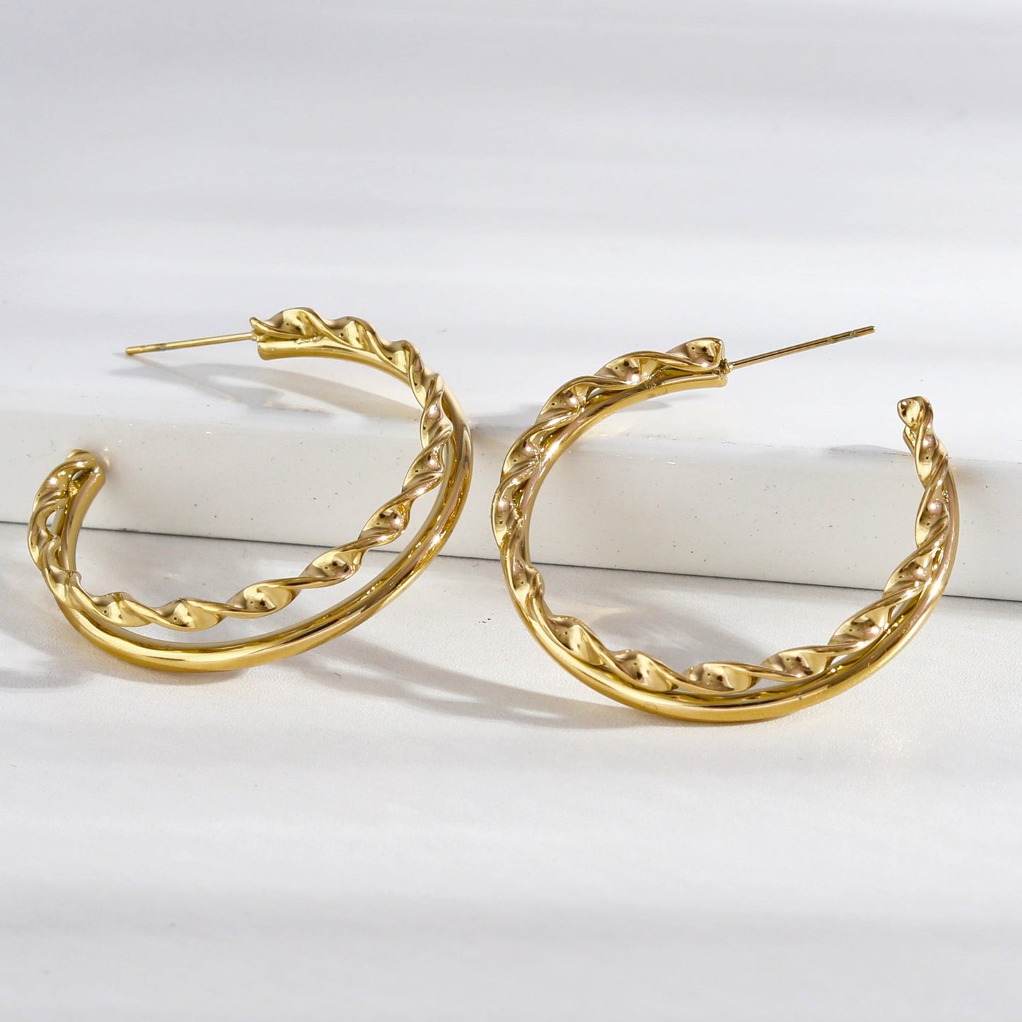 ESME Double Stacked Gold Hoop Earrings