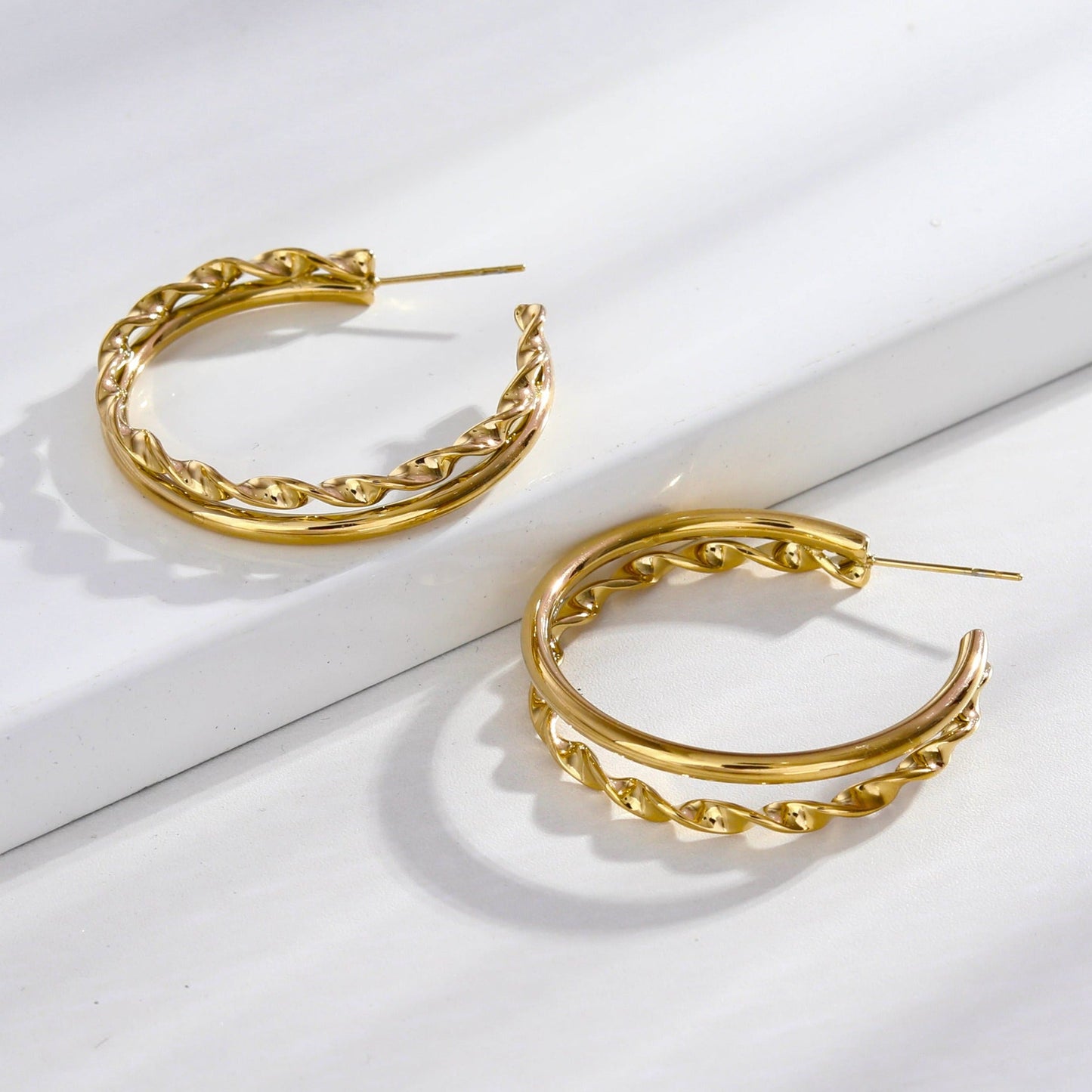 ESME Double Stacked Gold Hoop Earrings
