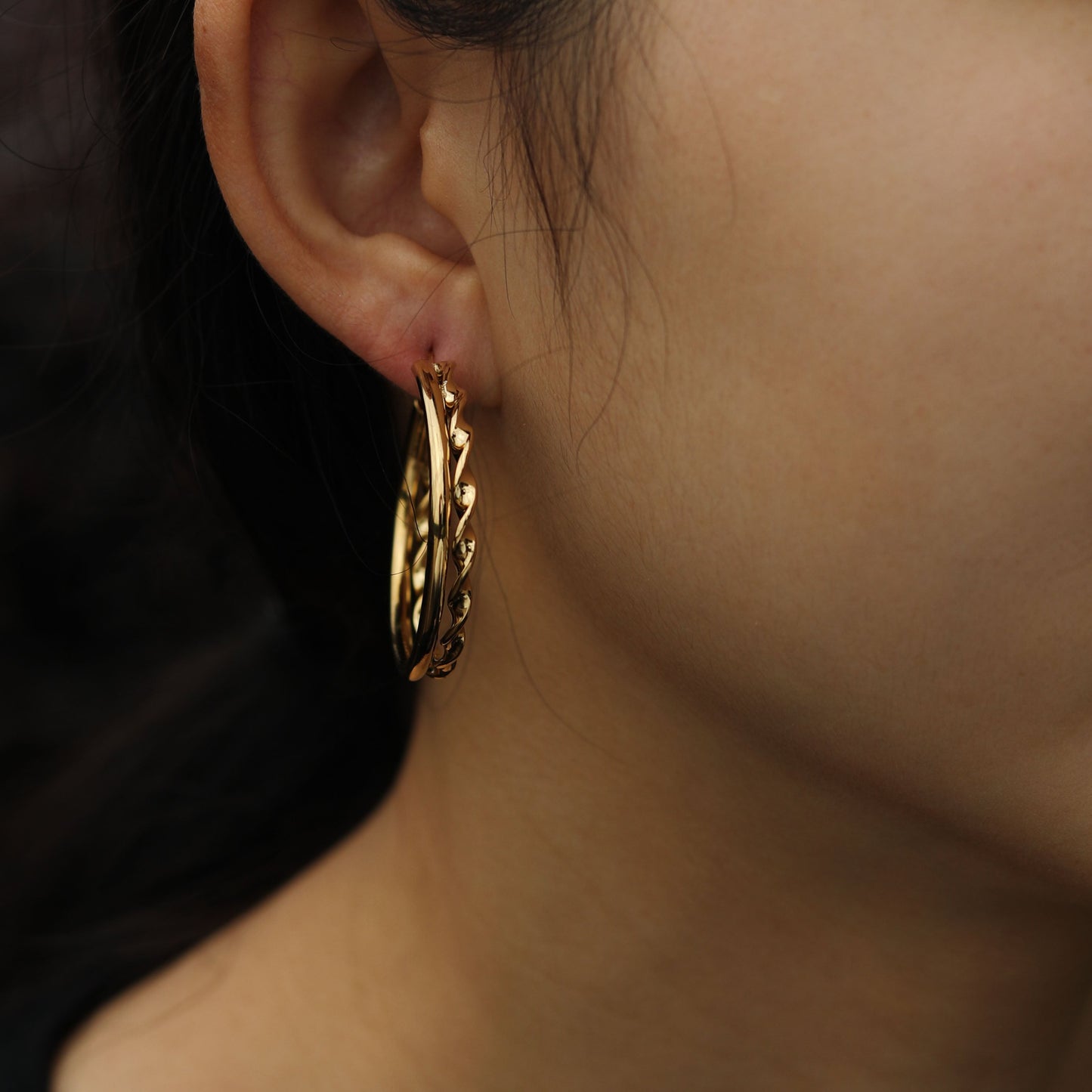 ESME Double Stacked Gold Hoop Earrings