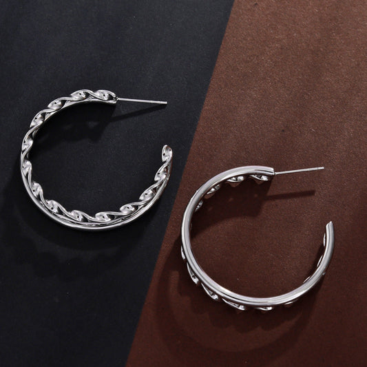 ESME Double Stacked Silver Hoop Earrings